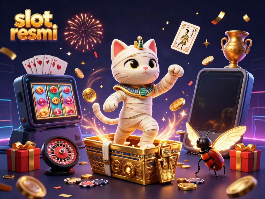 Join the thrilling adventure of slot resmi with an Egyptian mummy cat and golden casino elements